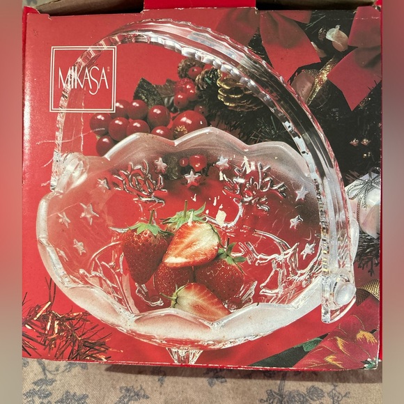 VTG Mikasa Silent Night Christmas Crystal Basket with Box - Picture 4 of 12